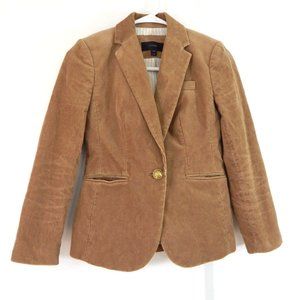 J CREW jacket blazer corduroy 100% cotton gold buttons preppy tan petite 00P